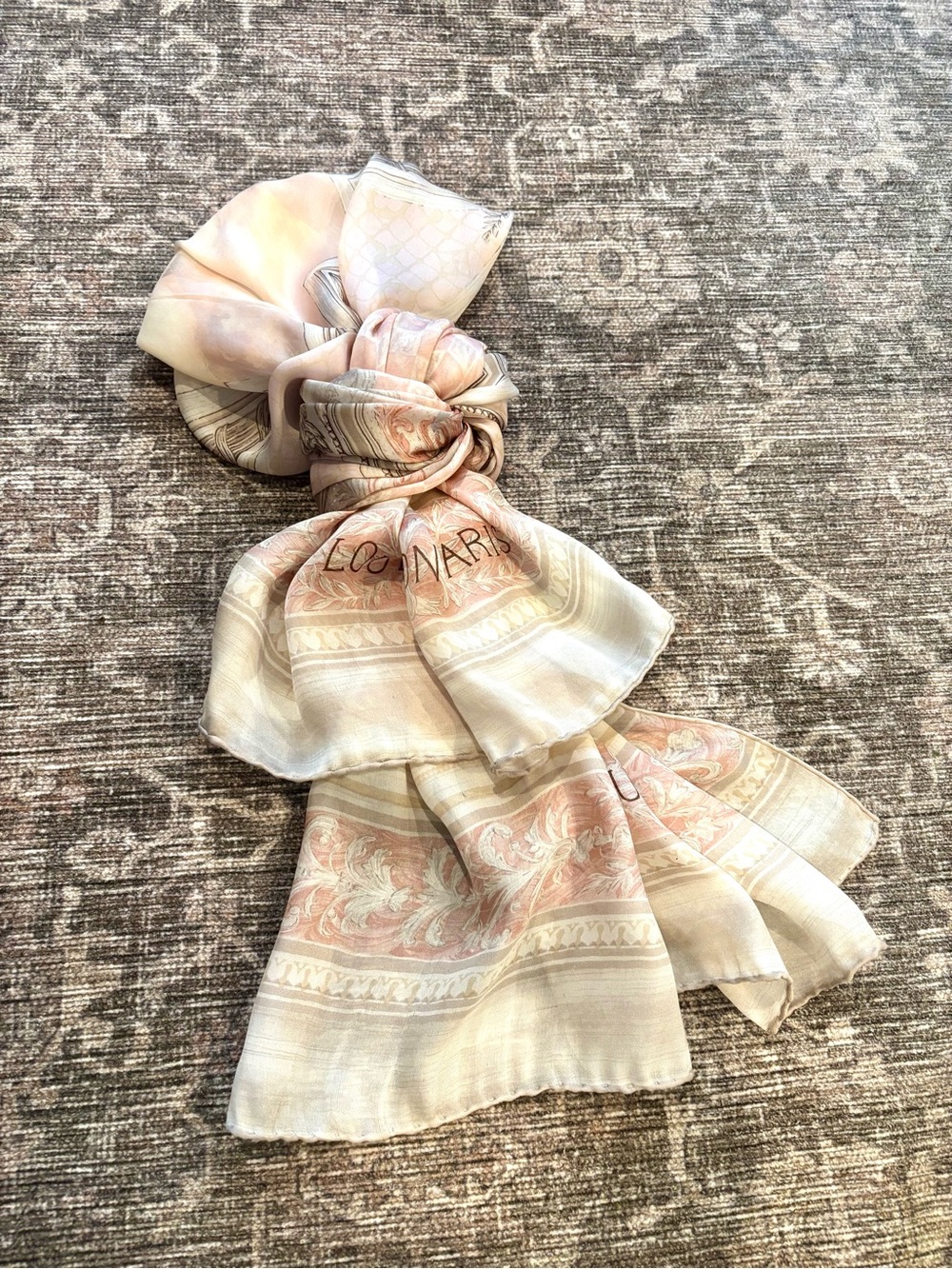 Louis Vuitton Pink and Cream Les Decors Parisiens Au XIX Siecle Cashmere Stole